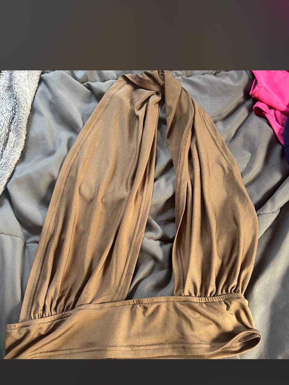 SHEIN Brown Halter Crop Top